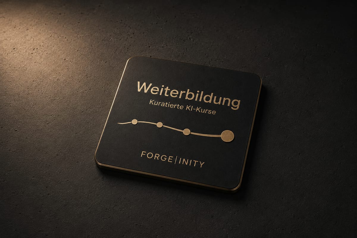 Gravierte Messingtafel mit dem Schriftzug Weiterbildung